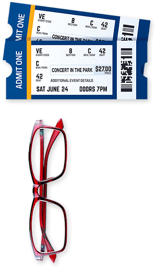 Eyeglasses and Tickets